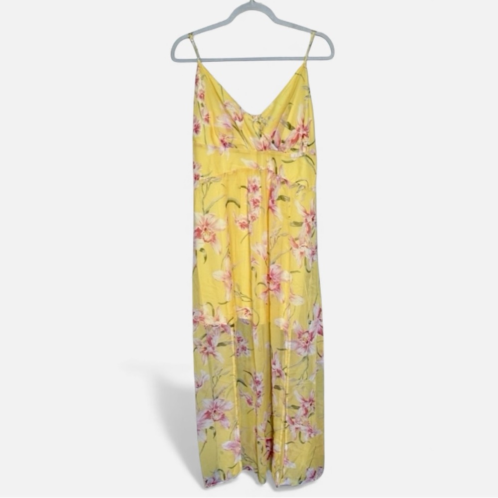 New York & CO Floral Print Maxi Dress Flowy Vibrant Women’s Size Large NEW NWT